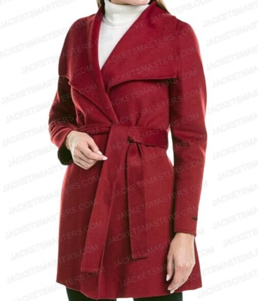 Never Kiss a Man in a Christmas Sweater Ashley Williams Burgundy Coat