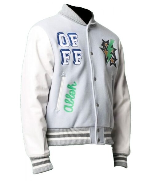 Lil Durk Magician Light Grey and White Varsity Jacket - Image 3