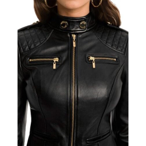Women’s Marciano Dakira Moto Black Leather Jacket - Image 3