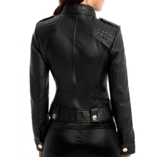Women’s Marciano Dakira Moto Black Leather Jacket - Image 2