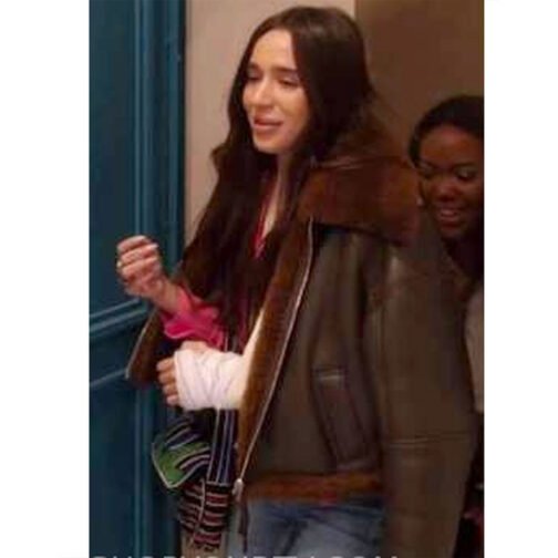 Margaux Lignel Real Girlfriends in Paris Brown Jacket with Fur Collar - Image 6