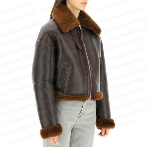 Margaux Lignel Real Girlfriends in Paris Brown Jacket with Fur Collar - Image 3
