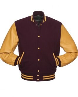 Wool/Leather Maroon and Gold Letterman Jacket