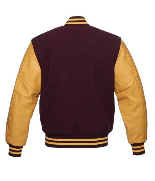 Wool/Leather Maroon and Gold Letterman Jacket - Image 2