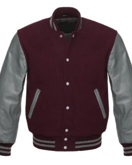 College/Baseball Maroon and Grey Jacket