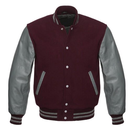 College/Baseball Maroon and Grey Jacket