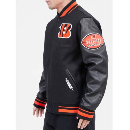 Mash Up Cincinnati Bengals Varsity Black Jacket - Image 4