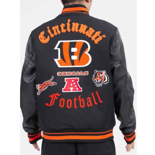 Mash Up Cincinnati Bengals Varsity Black Jacket - Image 2