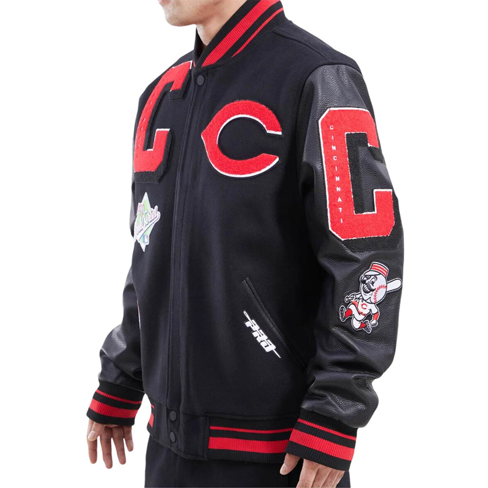 Cincinnati Reds Logo Mash Up Varsity Jacket - Image 4