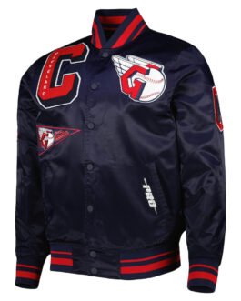 Cleveland Guardians Mash Up Satin Navy Jacket