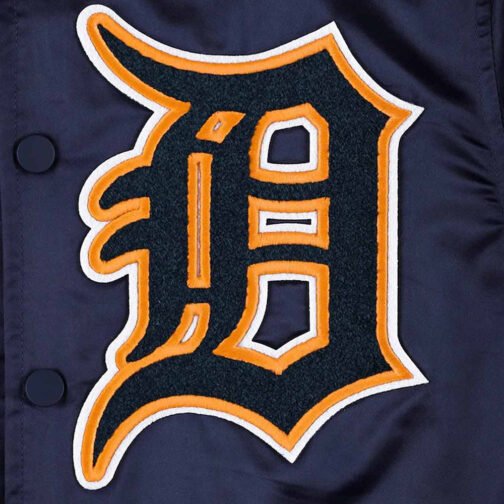 Navy Blue Detroit Tigers Mash Up Satin Jacket - Image 4