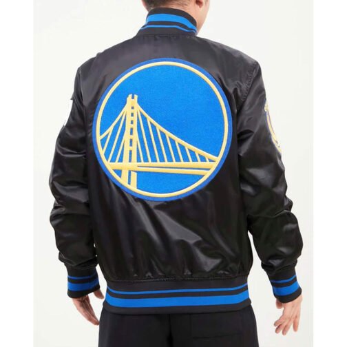 Mash Up Golden State Warriors Black Satin Jacket - Image 2