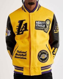 Mash Up Los Angeles Lakers Varsity Yellow and Black Jacket