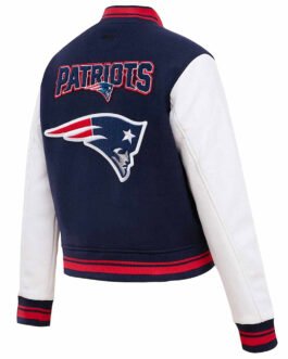 Mash Up New England Patriots Varsity Navy and White Jacket