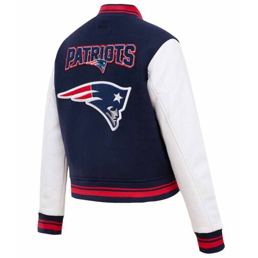 Mash Up New England Patriots Varsity Navy and White Jacket - Image 2