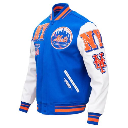 Varsity New York Mets Mash Up Royal Blue/White Jacket - Image 5
