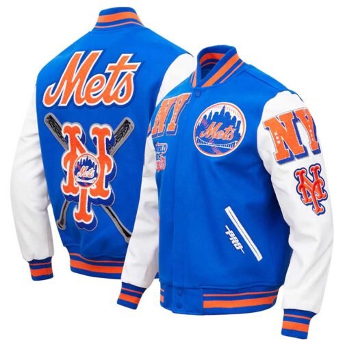 Varsity New York Mets Mash Up Royal Blue/White Jacket - Image 7