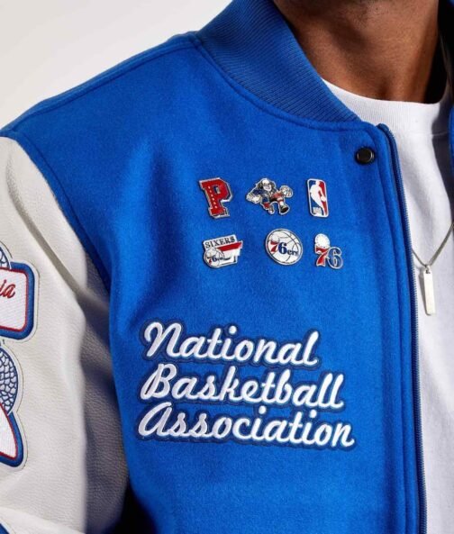 Mash Up Philadelphia 76ers Royal Varsity Jacket - Image 3