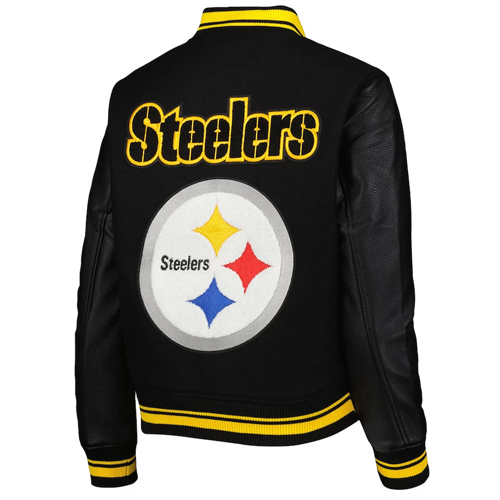 Mash Up Pittsburgh Steelers Black Varsity Jacket - Image 2