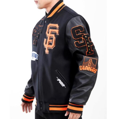 Varsity San Francisco Giants Mash Up Black Jacket - Image 4