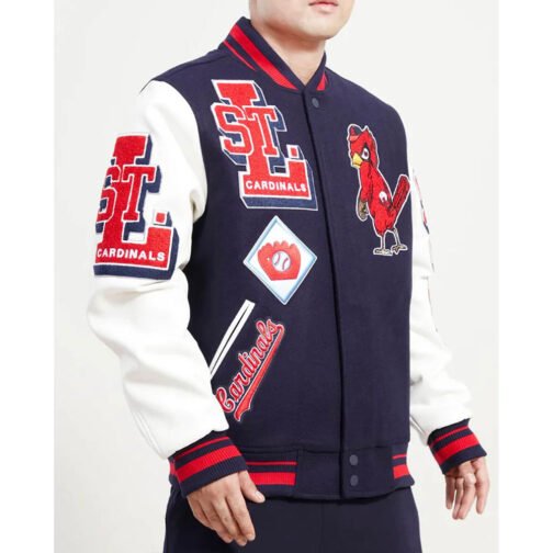 St. Louis Cardinals Navy Mash Up Varsity Jacket - Image 5