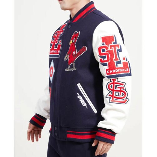 St. Louis Cardinals Navy Mash Up Varsity Jacket - Image 6