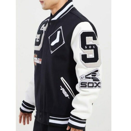 Chicago White Sox Mashup Varsity Black and White Jacket - Image 6