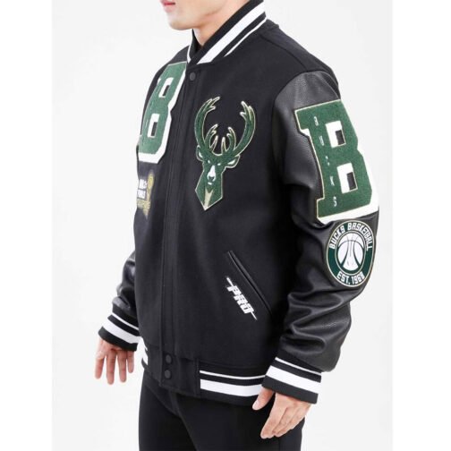 Mashup Milwaukee Bucks Varsity Black Jacket - Image 3