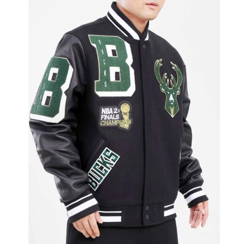 Mashup Milwaukee Bucks Varsity Black Jacket - Image 4