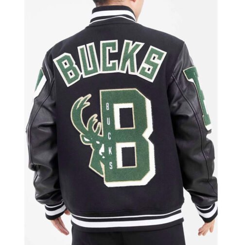 Mashup Milwaukee Bucks Varsity Black Jacket - Image 2