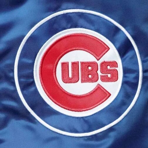 Chicago Cubs The Captain II Royal Satin Varsity Jacket - Image 4