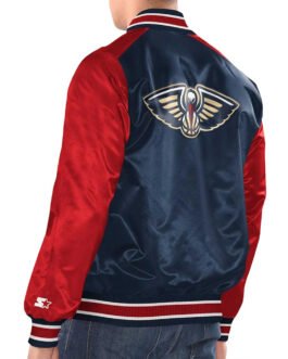 Navy/Red New Orleans Pelicans Renegade Varsity Satin Jacket