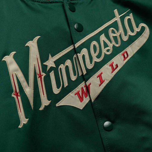 Lightweight Minnesota Wild Green Satin Jacket - Image 5