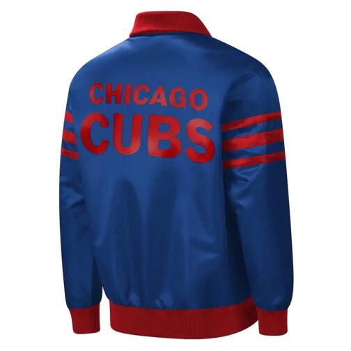 Chicago Cubs The Captain II Royal Satin Varsity Jacket - Image 2