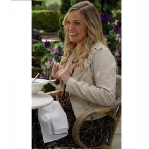 Emilie Ullerup Chesapeake Shores White Biker Leather Jacket - Image 8