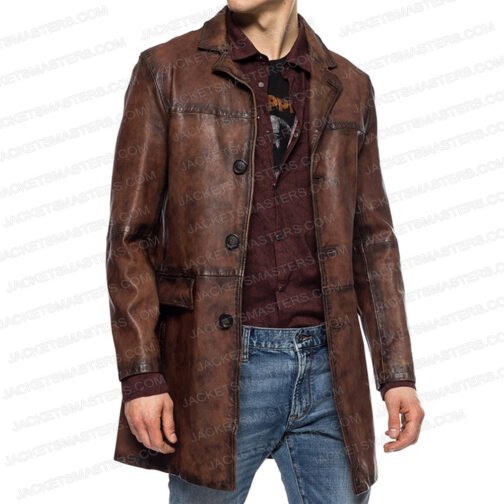 Dwayne Johnson Red Notice Brown Leather Coat - Image 4