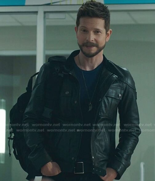 Matt Czuchry The Resident Season 05 Biker Black Leather Jacket - Image 2