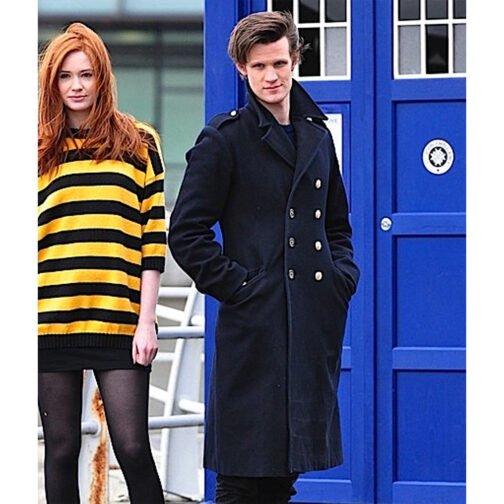 Matt Smith Doctor Who Navy Trench Coat - Image 4