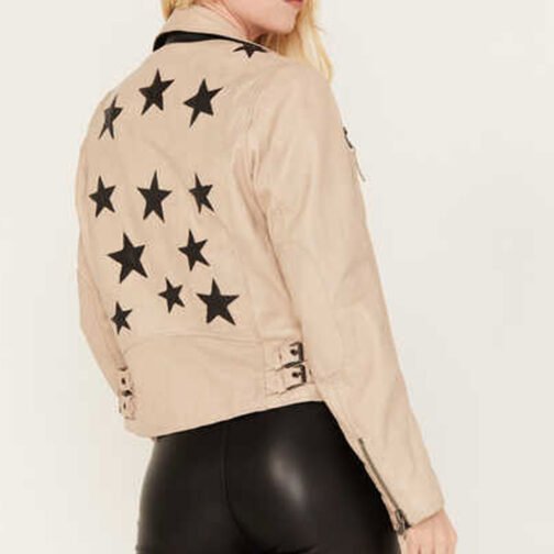 Women’s Christy Scatter Star Leather Jacket - Image 9
