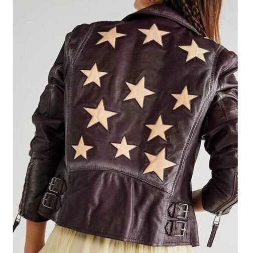 Women’s Christy Scatter Star Leather Jacket - Image 29
