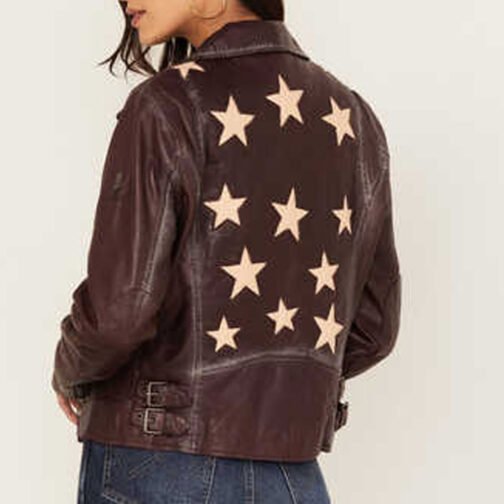Women’s Christy Scatter Star Leather Jacket - Image 2