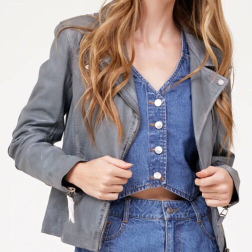 Women’s Christy Scatter Star Leather Jacket - Image 17