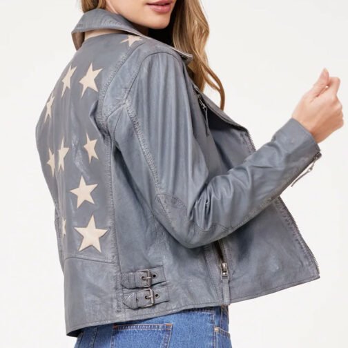 Women’s Christy Scatter Star Leather Jacket - Image 24