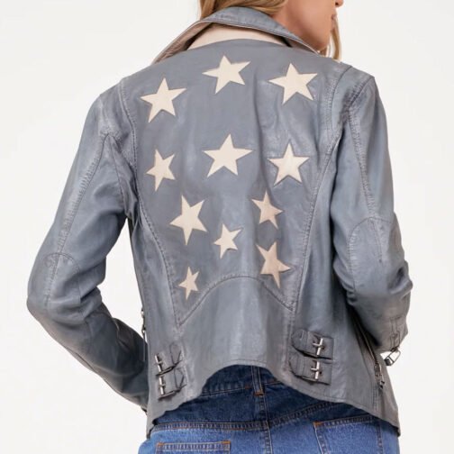 Women’s Christy Scatter Star Leather Jacket - Image 8