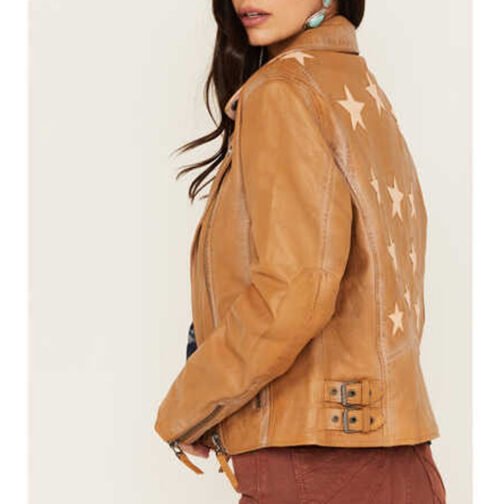 Women’s Christy Scatter Star Leather Jacket - Image 7