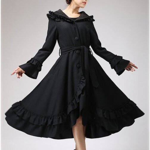 Women’s Wool Maxi Coat with Hood - Image 16