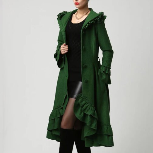 Women’s Wool Maxi Coat with Hood - Image 9