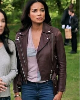 Rochelle Aytes Redemption in Cherry Springs Brown Leather Jacket