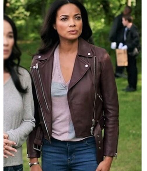 Rochelle Aytes Redemption in Cherry Springs Brown Leather Jacket