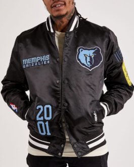 Memphis Grizzlies 2001 Black Varsity Satin Jacket